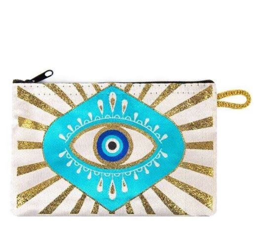 Mediterranean Evil Eye Pattern Small Purse, Wallet, Makeup Bag, Pencil Case